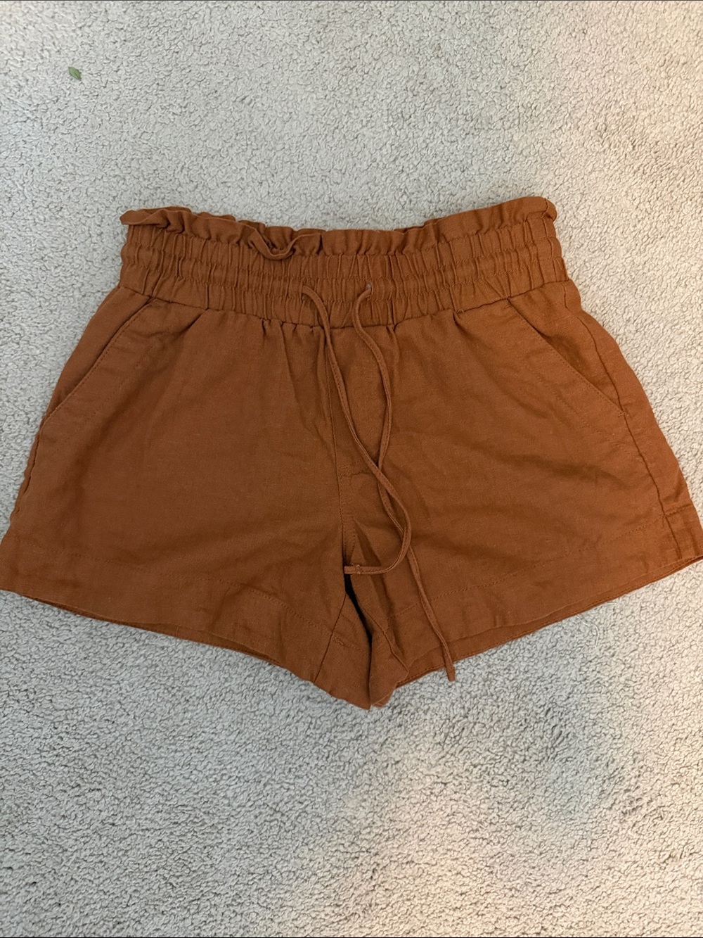 A New Day Women's Rust Drawstring Paperbag Waist Shorts